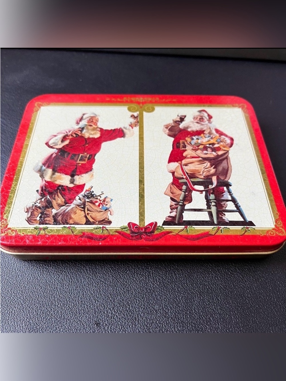 1994 Coca Cola Nostalgic Santa Playing Cards Collectible Tin 2 Set